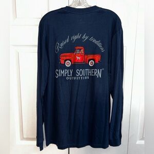 Simply Southern Dark Blue Long Sleeve Tee Vintage truck design Size Lg